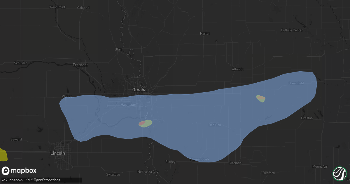 Hail map in Treynor, IA on June 5, 2026