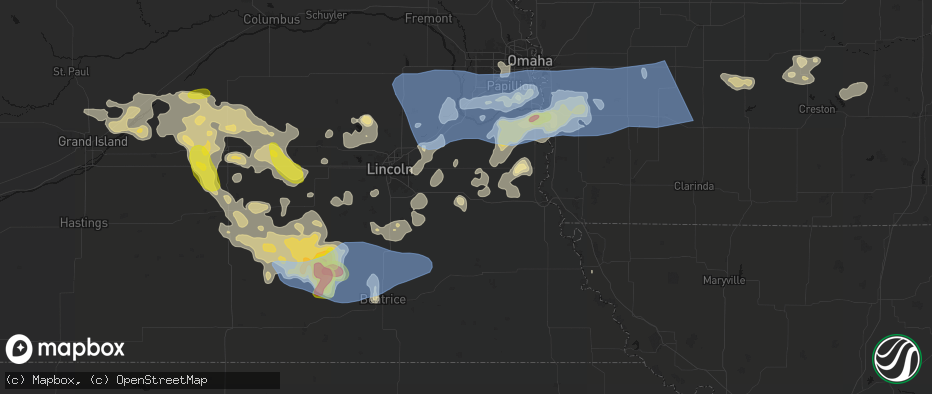 Hail map in Unadilla, NE on June 5, 2026