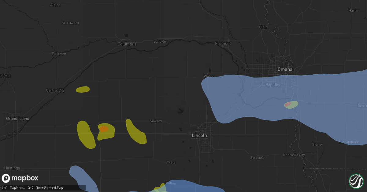 Hail map in Valparaiso, NE on June 5, 2026