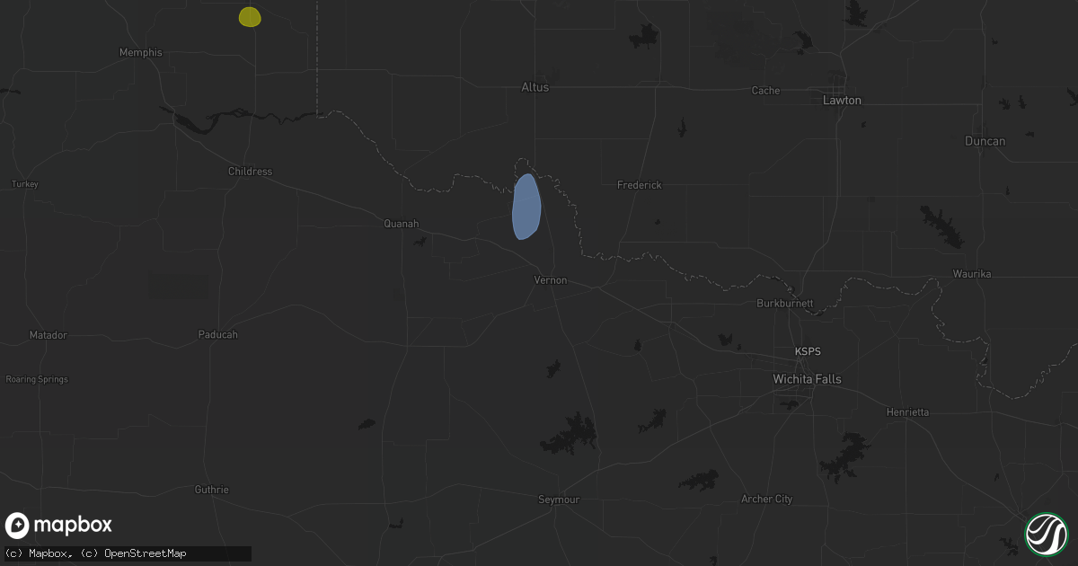 Hail map in Vernon, TX on June 5, 2026