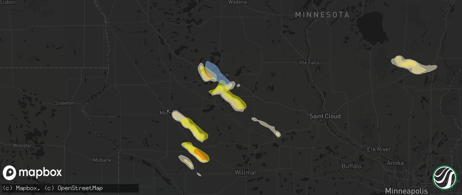 Hail map in Villard, MN on June 5, 2026