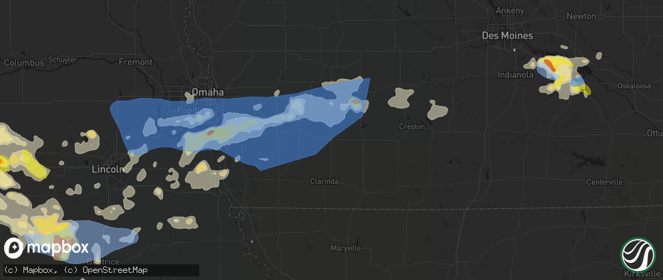 Hail map in Villisca, IA on June 5, 2026