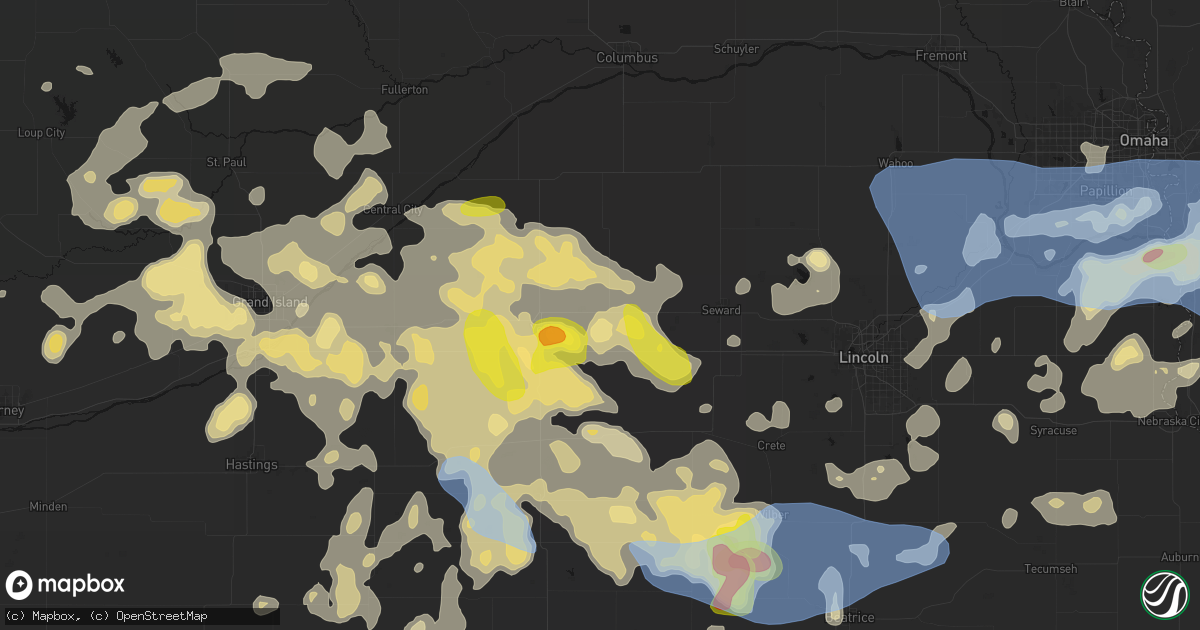 Hail map in Waco, NE on June 5, 2026
