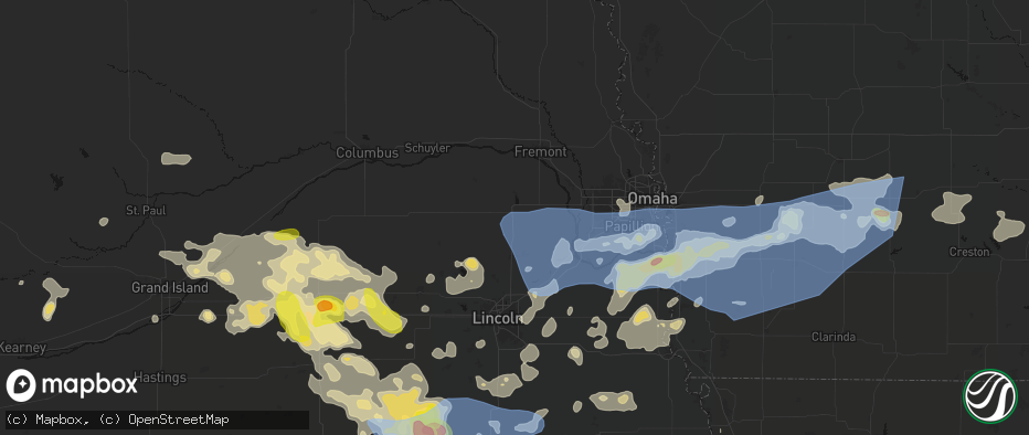 Hail map in Wahoo, NE on June 5, 2026