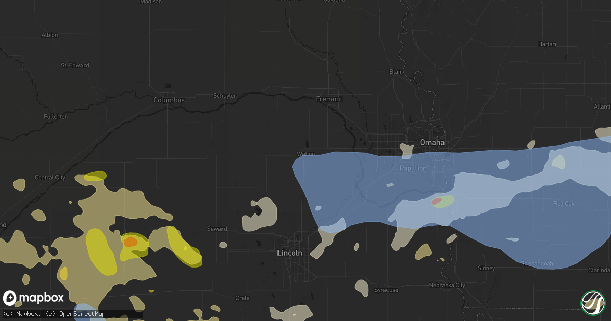 Hail map in Wahoo, NE on June 5, 2026