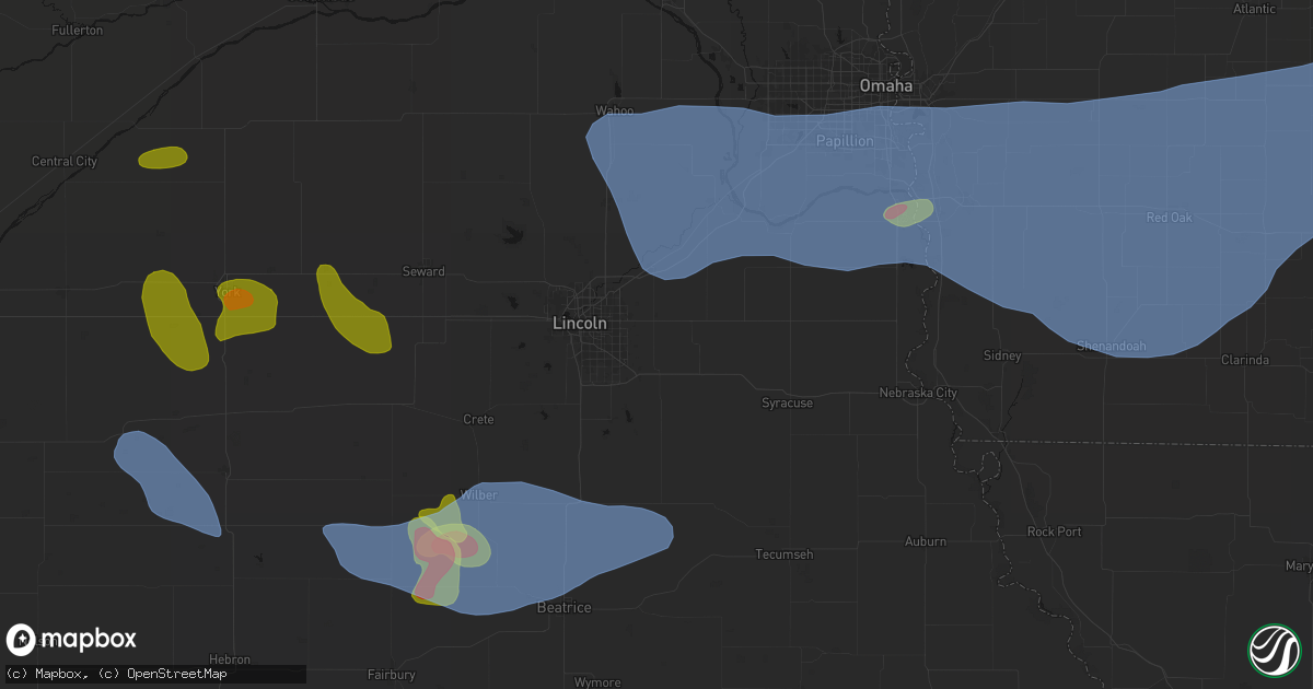 Hail map in Walton, NE on June 5, 2026