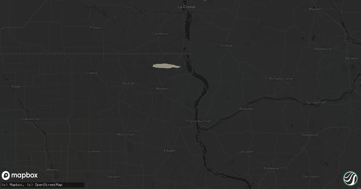 Hail map in Waterville, IA on June 5, 2026