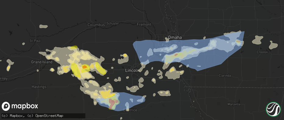 Hail map in Waverly, NE on June 5, 2026