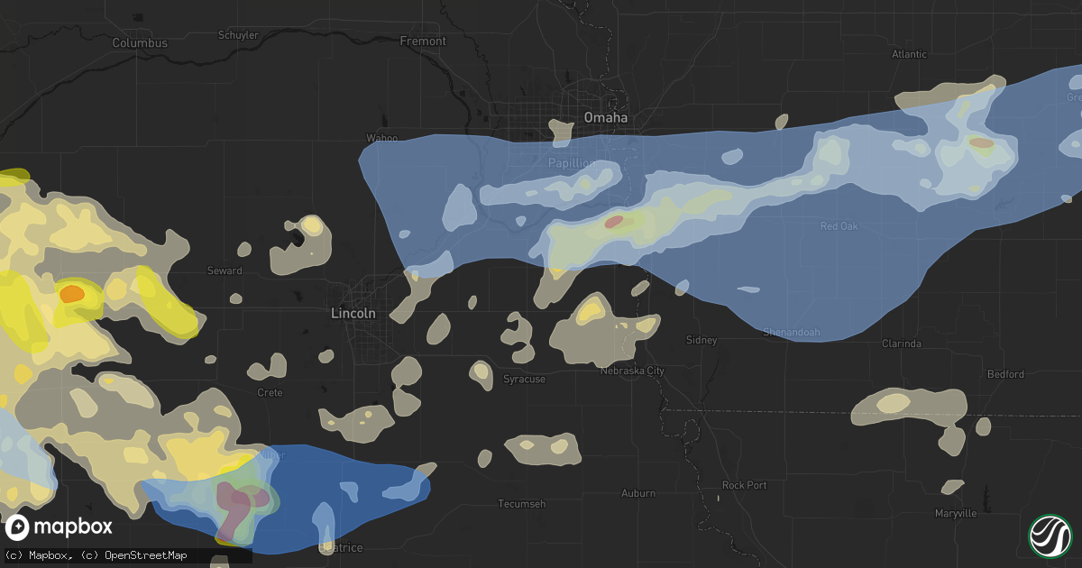 Hail map in Weeping Water, NE on June 5, 2026