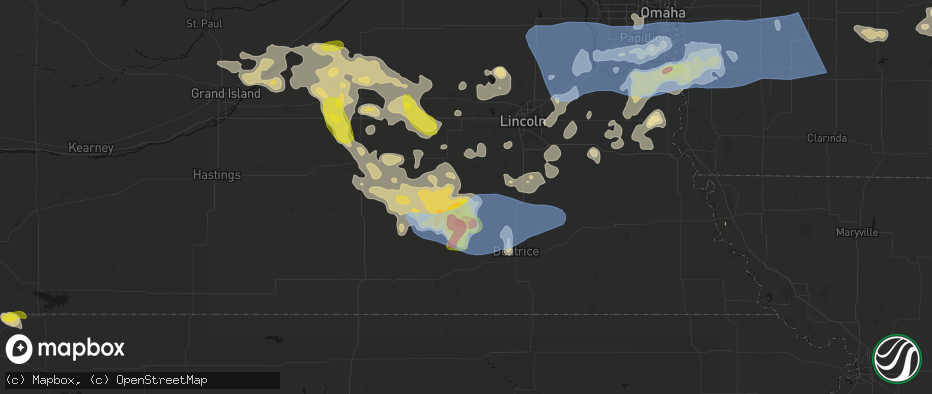 Hail map in Wilber, NE on June 5, 2026