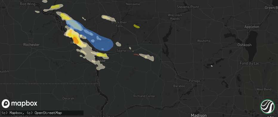 Hail map in Wilton, WI on June 5, 2026