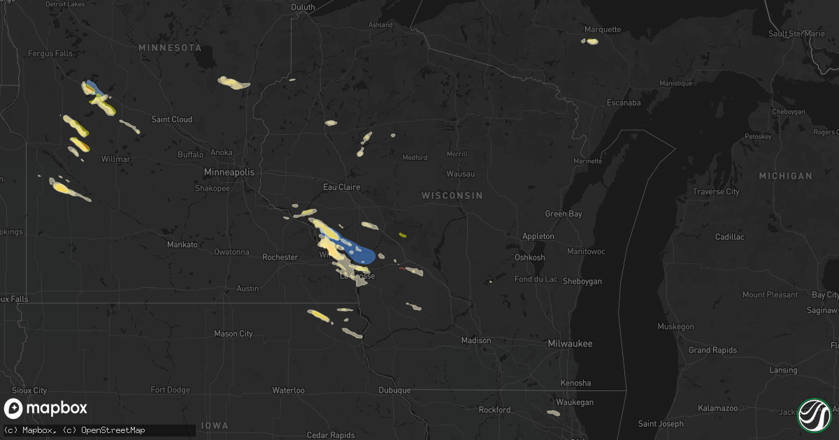 Hail map in Wisconsin on June 5, 2026