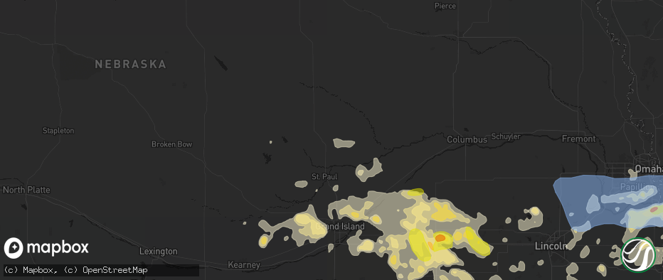 Hail map in Wolbach, NE on June 5, 2026