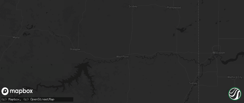 Hail map in Wolf Point, MT on June 5, 2026