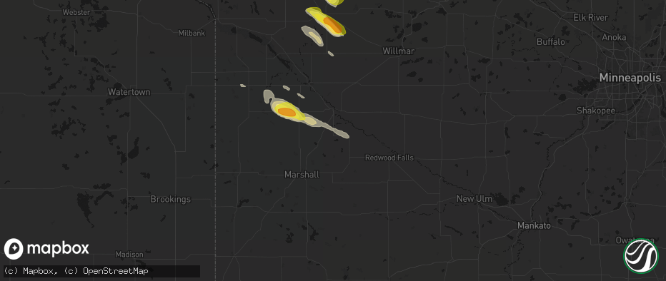 Hail map in Wood Lake, MN on June 5, 2026