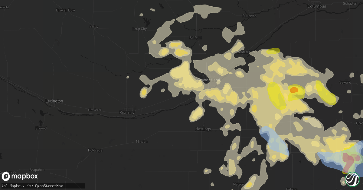 Hail map in Wood River, NE on June 5, 2026