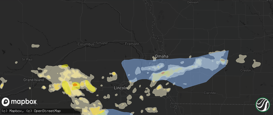 Hail map in Yutan, NE on June 5, 2026