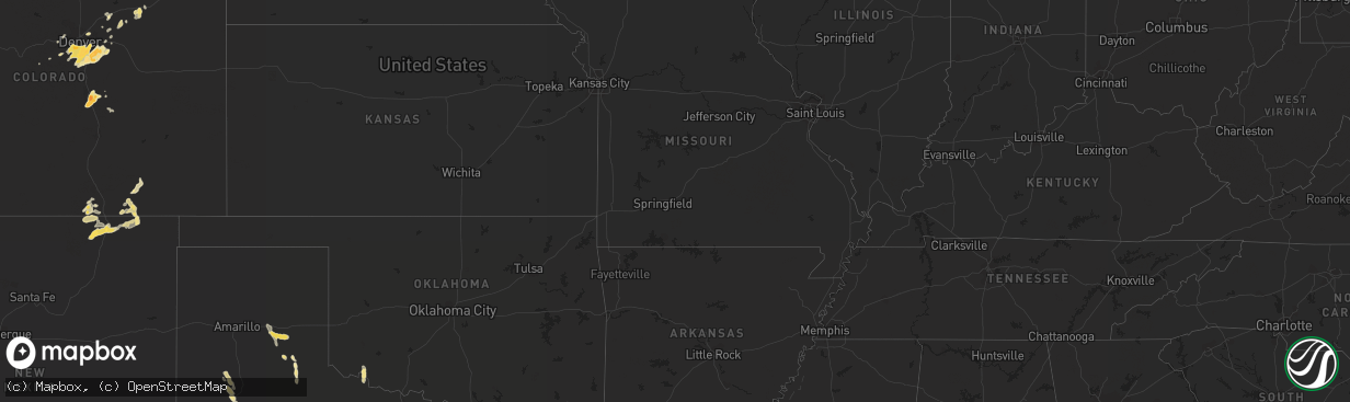 Hail map in Louisiana on June 6, 2012