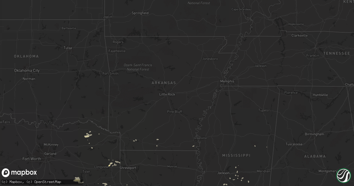 Hail map in Arkansas on June 6, 2013
