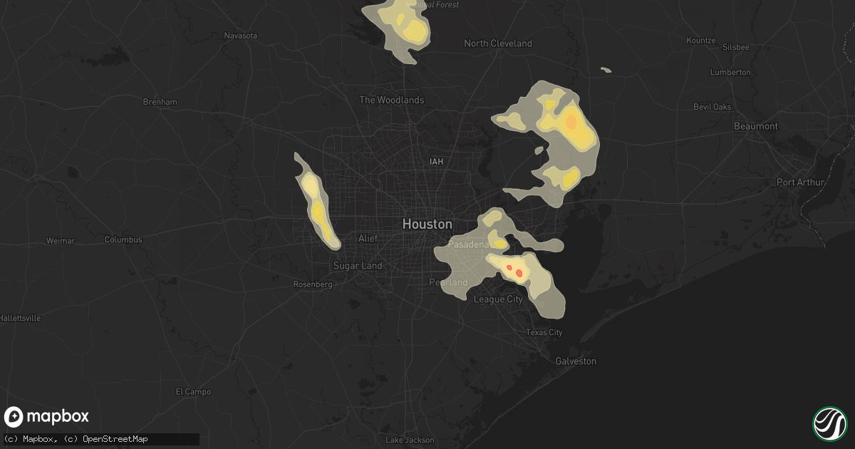 Hail map in Houston, TX on June 6, 2013