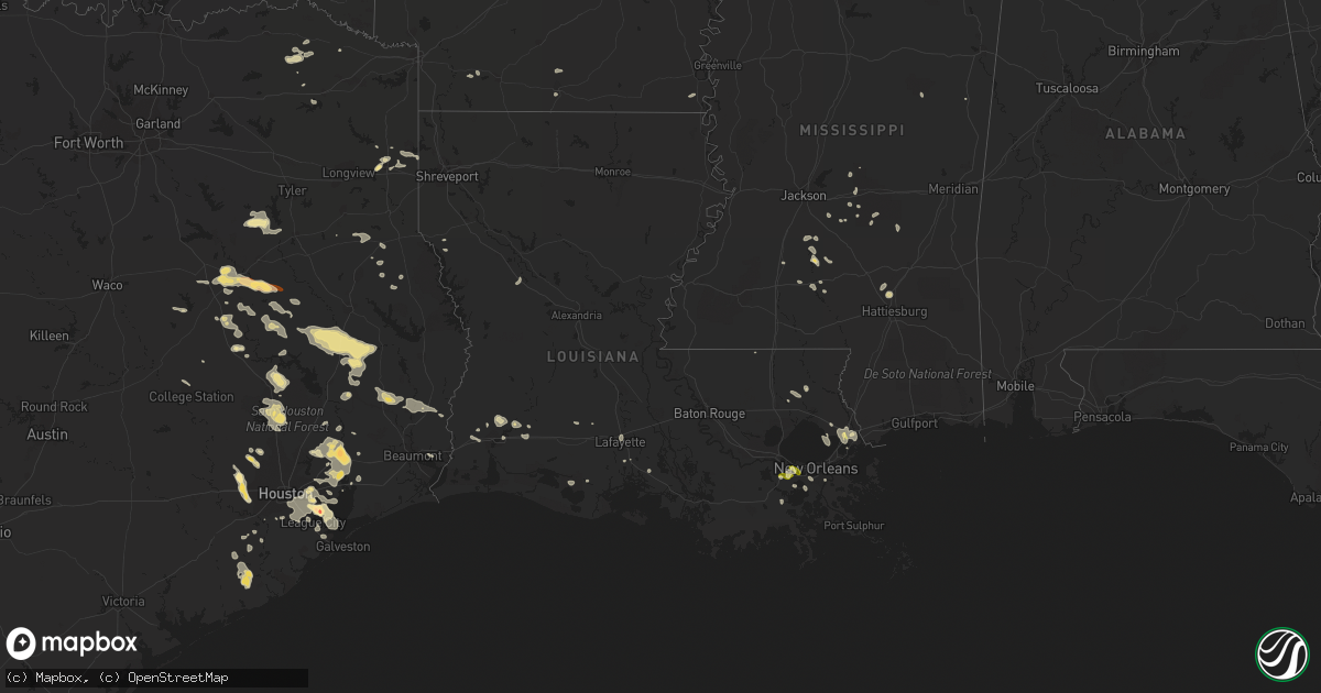 Hail map in Louisiana on June 6, 2013