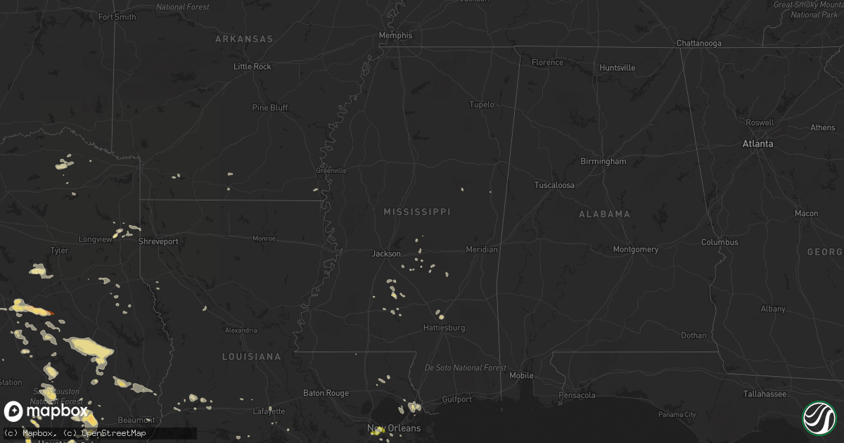 Hail map in Mississippi on June 6, 2013