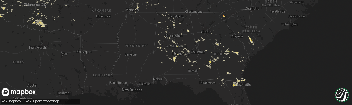 Hail map in Alabama on June 6, 2014