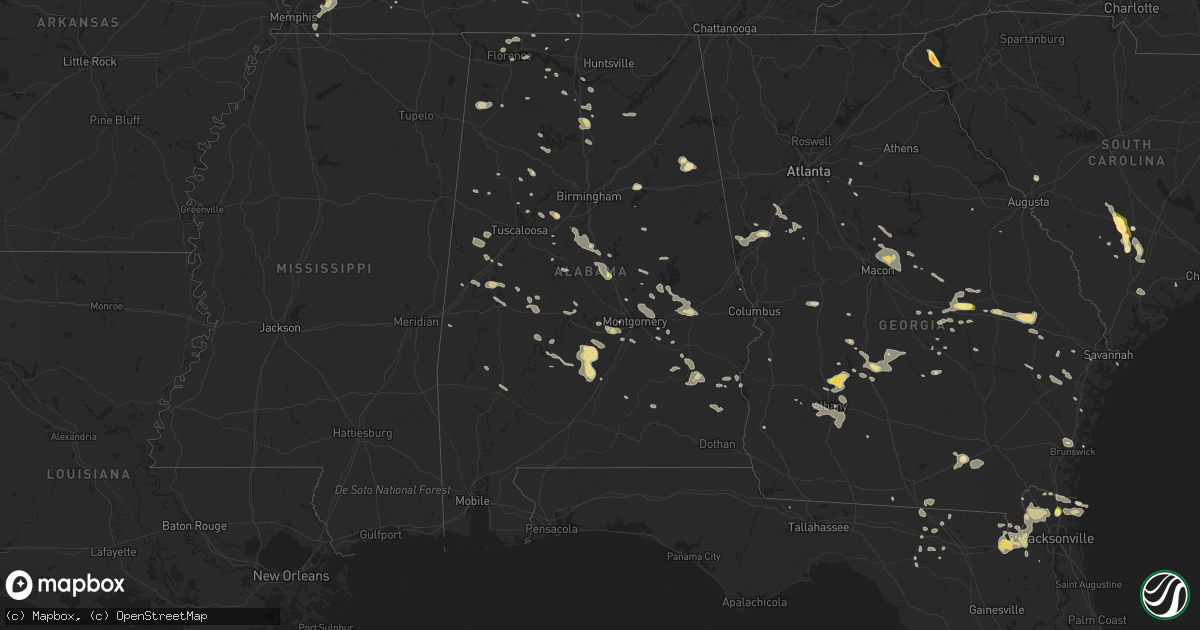Hail map in Alabama on June 6, 2014