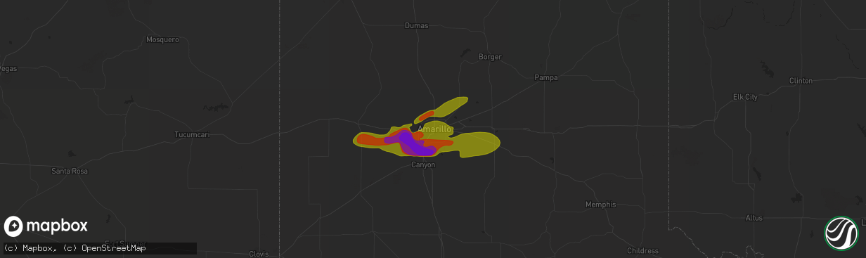 Hail map in Amarillo, TX on June 6, 2014