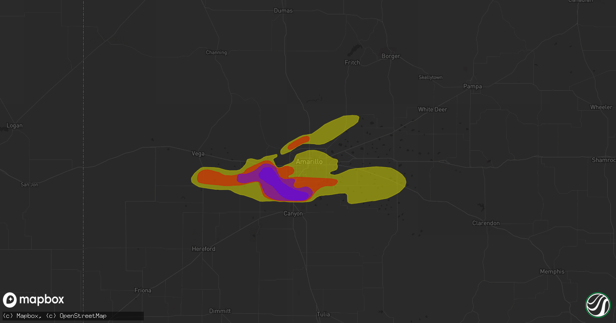Hail map in Amarillo, TX on June 6, 2014
