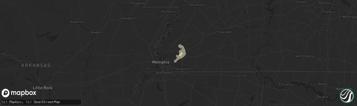 Hail map in Arlington, TN on June 6, 2014
