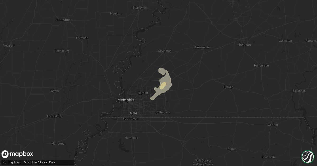 Hail map in Arlington, TN on June 6, 2014