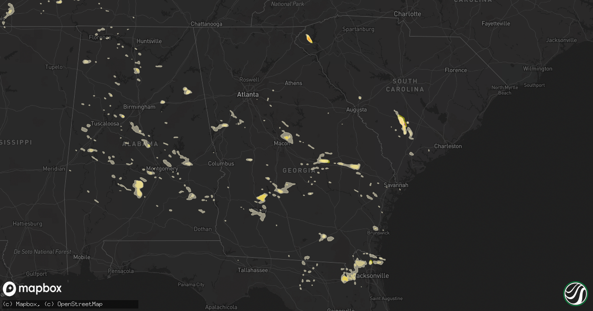 Hail map in Georgia on June 6, 2014