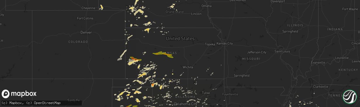 Hail map in Kansas on June 6, 2014