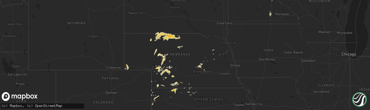 Hail map in Nebraska on June 6, 2014