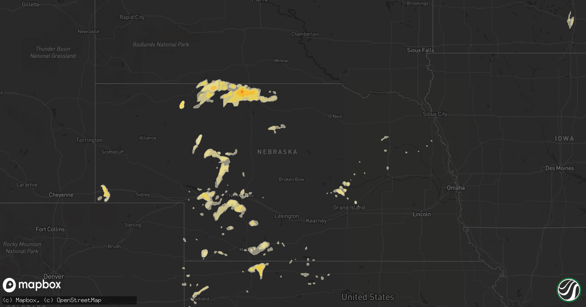 Hail map in Nebraska on June 6, 2014