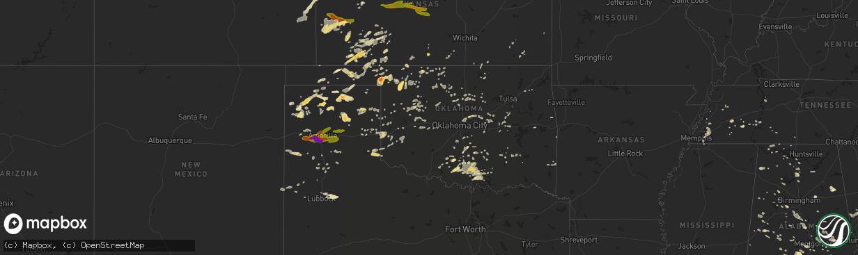 Hail map in Oklahoma on June 6, 2014