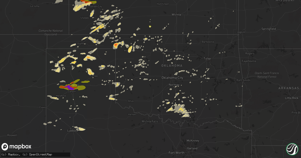 Hail map in Oklahoma on June 6, 2014