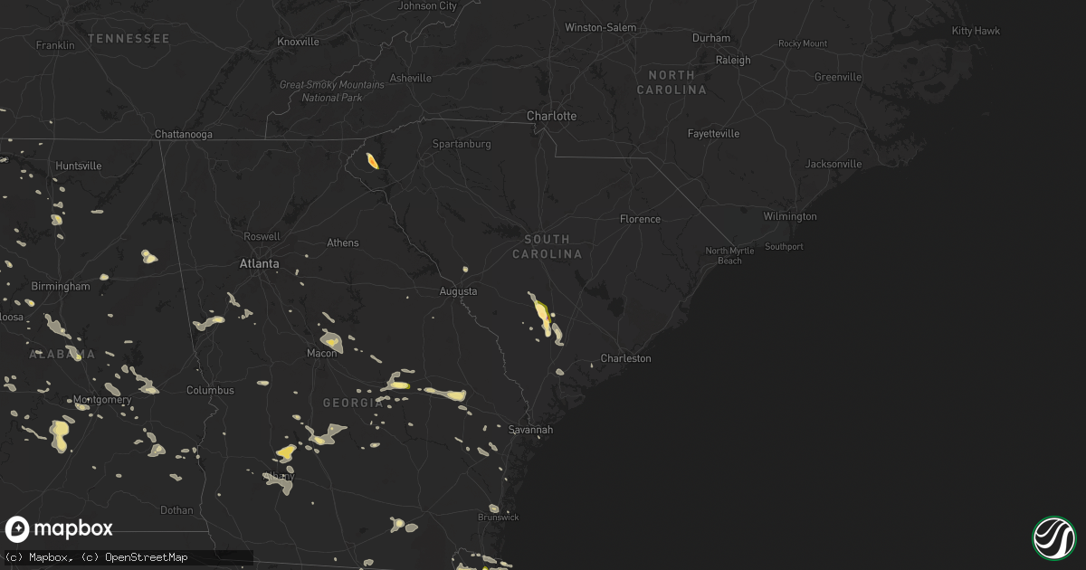 Hail map in South Carolina on June 6, 2014