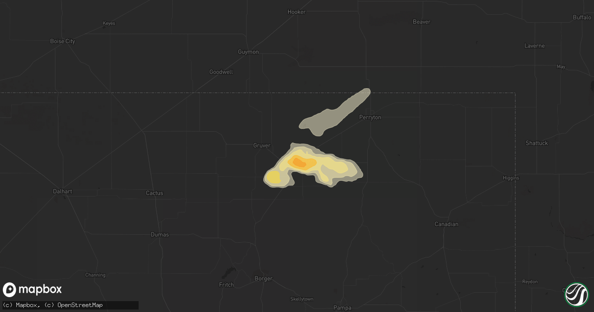 Hail map in Spearman, TX on June 6, 2014