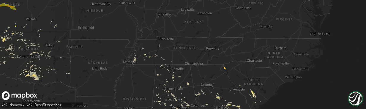 Hail map in Tennessee on June 6, 2014