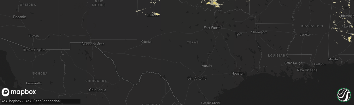Hail map in Texas on June 6, 2014