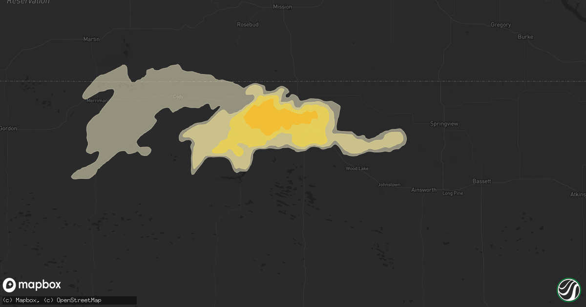 Hail map in Valentine, NE on June 6, 2014