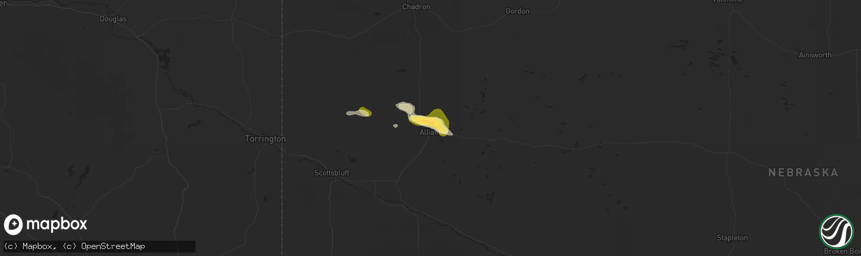 Hail map in Alliance, NE on June 6, 2015