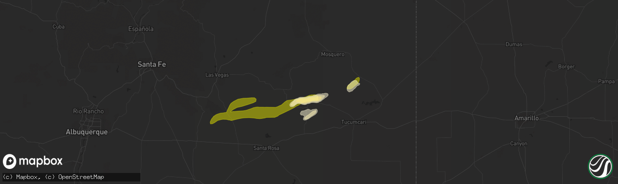 Hail map in Conchas Dam, NM on June 6, 2015