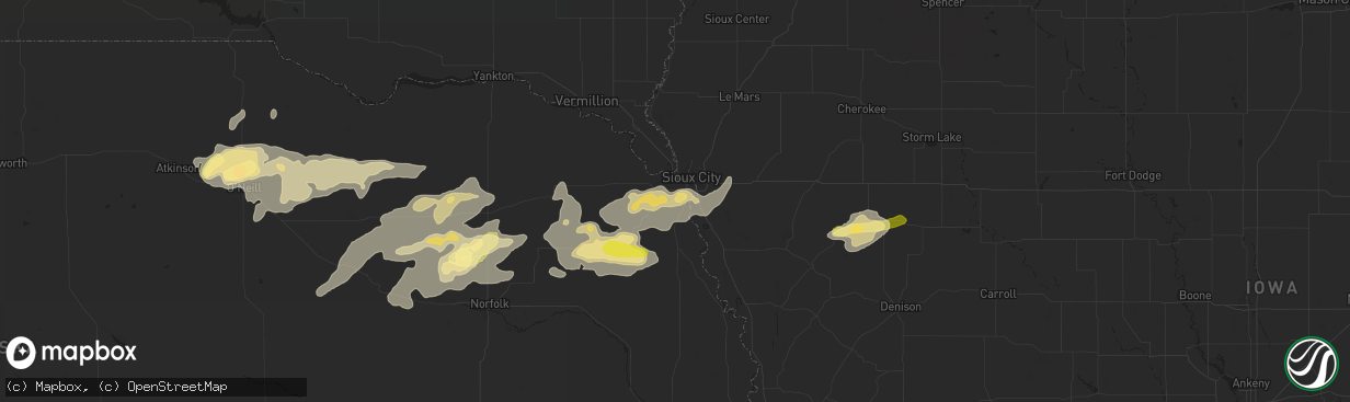 Hail map in Dakota City, NE on June 6, 2015