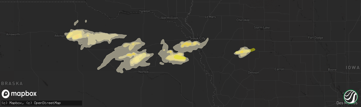 Hail map in Emerson, NE on June 6, 2015