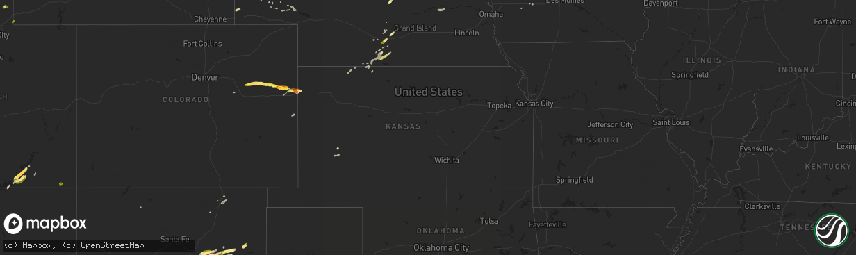 Hail map in Kansas on June 6, 2015