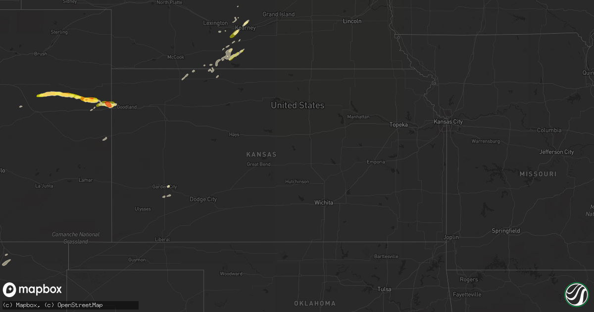 Hail map in Kansas on June 6, 2015