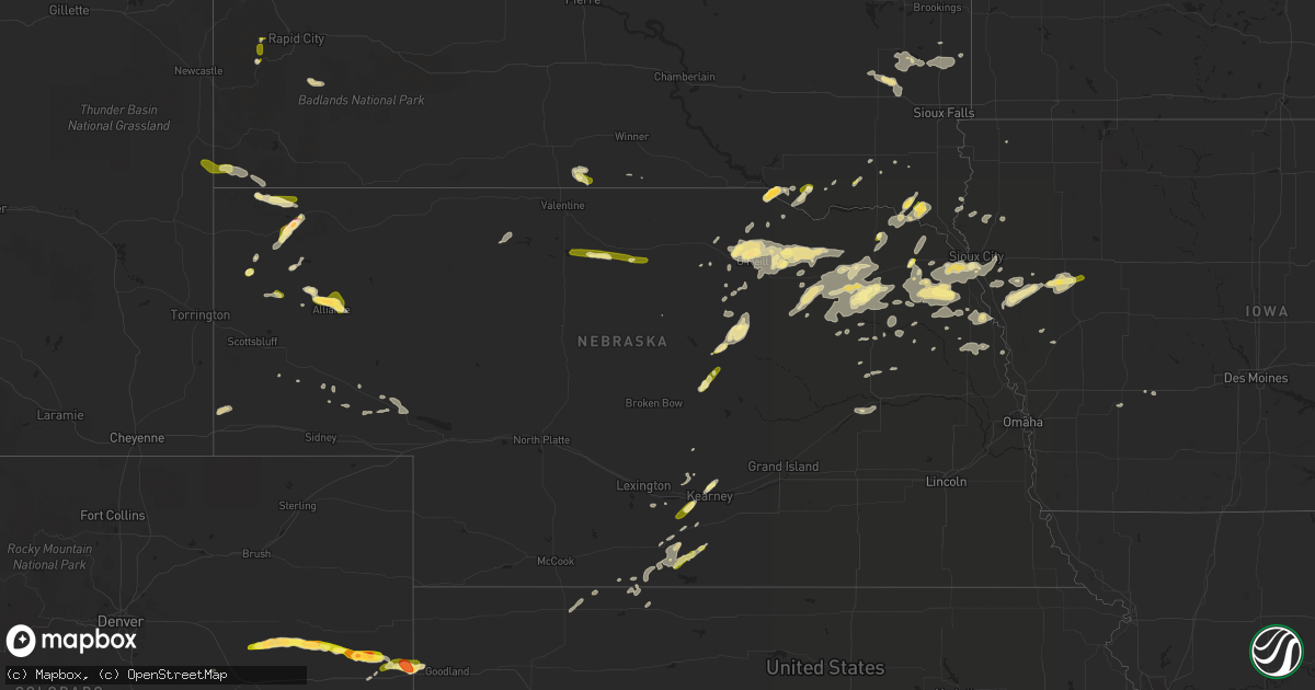 Hail map in Nebraska on June 6, 2015